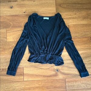 Aritzia Navy Blue Draped Blouse